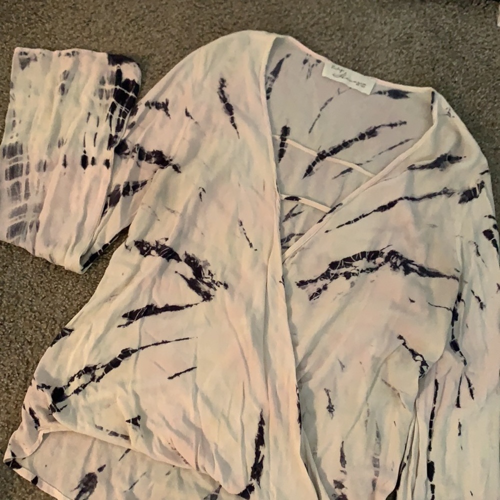Tie dye long sleeve shirt with flared sleeves
